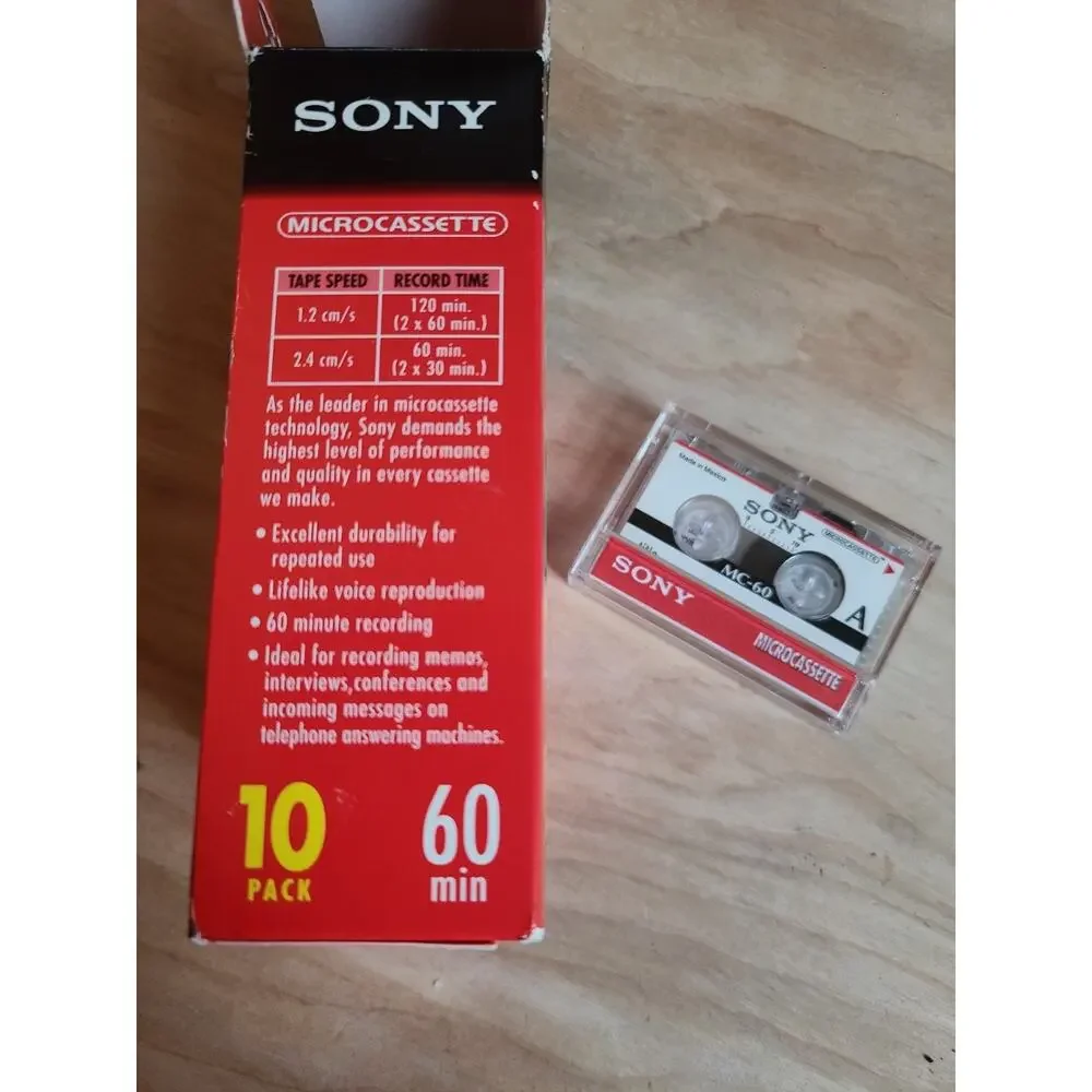 NEW 10 pack Sony microcassette cassettes 60 minutes each MC-60 MC60R10/10MC60L